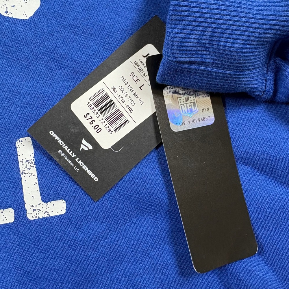 Fanatics NFL Indianapolis Colts Hoodie Mens Large Blue Football Sweatshirt NEW - Picture 5 of 10